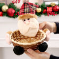 Christmas Candy Wicker Basket Xmas Decor Elk Snowman Santa Claus Fruit Food Storage Baskets Home Decoration новый год 2021 @45. 