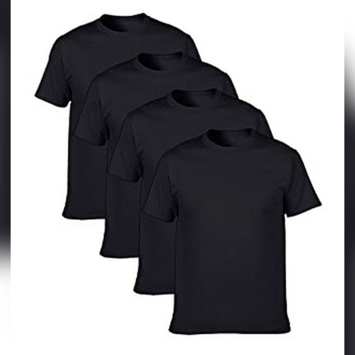 Pack of 4 Black Cotton Half Sleeves Round Neck T Shirt for Men