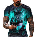 Men's T-shirt 3D tiger printing fashion funny animal graphic T-shirts leisure o-neck oversized short sleeve street trend tops. 