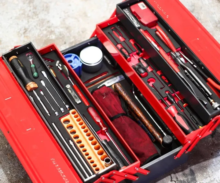 Metal%20Tool%20Box%205%20Tray%20Professional%20Portable%20Storage%20Cabinet%20Workshop%20Cantilever%20Toolbox%20with%20Carry%20Handles%20Red%20&%20Black%20-%20Image%208