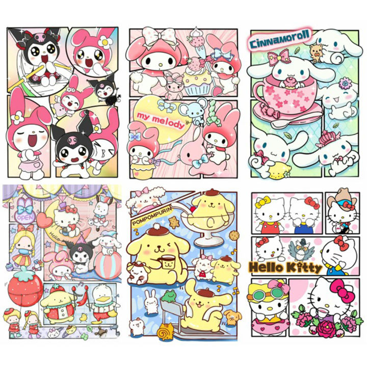Sanrio 5D DIY Diamond Painting Kits Kuromi My Melody Full Round Diamond Mosaic Cartoon Cinnamoroll Home Decor