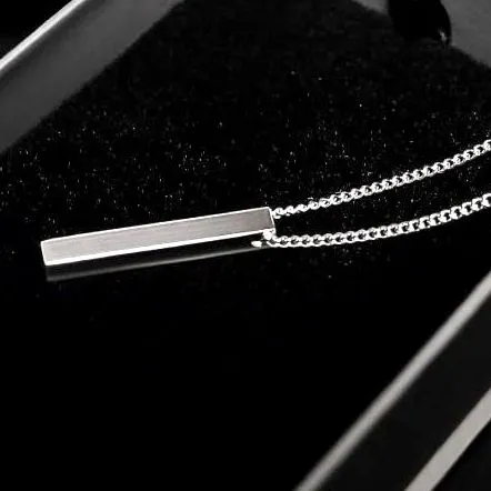 Bar%20necklace%20rectangle%20pendant%20waterproof%20chain%20Locket%20for%20Men%20Boys%20silver%20-%20Image%202