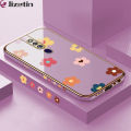 Jizetin (Free Lanyard) for OPPO F11 Pro Back Cover Falling Flowers Luxury 6D Plating Case Side Pattern Soft Silicone Square Mobile Phone Cases. 