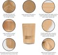 10x15 cm 25 pcs/ Brown kraft paper stand up pouch, stand up paper bags with window and zipper Packaging material, packaging bag. 