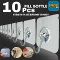 Pack of 10- Magic Hook Without Nails Transparent Strong Sticky Heavy Magic Wall Hook Reusable Adhesive Hooks Suction Cup Hook Hanger Strong Vacuum Holder For Wall Door Bathroom Kit. 
