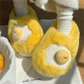Kawaii Sanrio Gudetama Cotton Plush Cartoon Slippers Half or All Inclusive Indoor Anti Slip and Warm Girls Slipper In The Winter. 