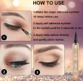 Self-adhesive Eyeliner Pen, 2 in 1 Magic Lash Liner Glue Pen Glitter Liquid Eyeliner, No Glue Needed No Mess Waterproof Longlasting for Eye Makeup. 