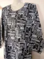 Women's Soft Linen Shirt/Kurtie - News Print Design, Ready to Wear. 