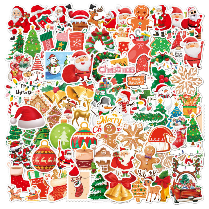 100pcs Cartoon Merry Christmas Sticker Cute Santa Claus Xmas Sealing Stickers New Year Decoration Decals DIY Gift Packing Labels