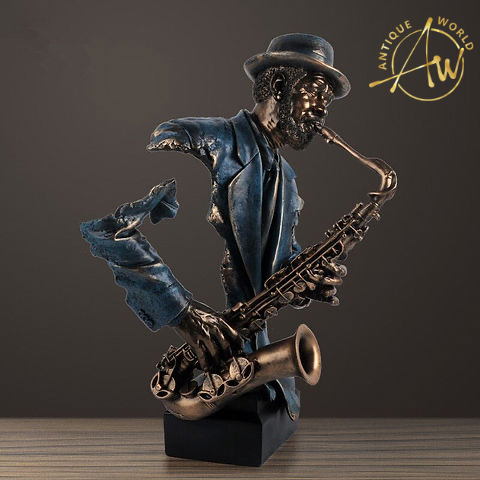 Modern Music Saxophone Bust Statue