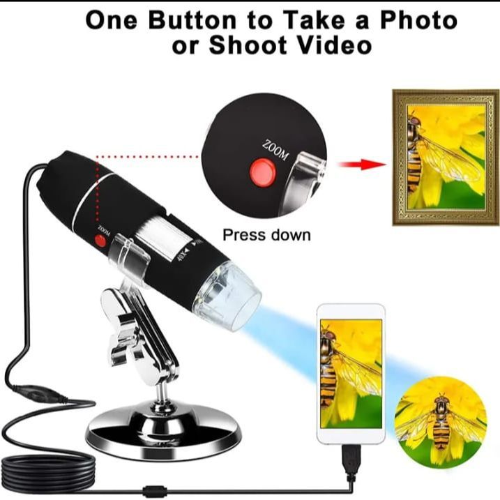 50X-500X Portable Digital Microscope Mini Camera Adjustable Magnification Electron Microscope For Students, Laboratory, Mobile Repairing and Kids With Built-in 8 LED Lights Plus Stand For Windows / Mac / Android ( ✅ 14 Days Money Back Guarantee! )