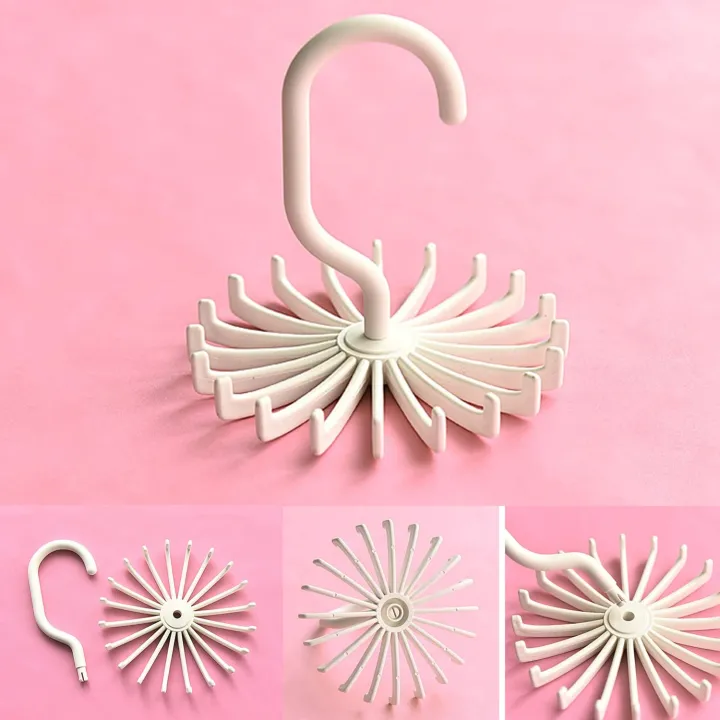 Rotate Scarf Rack 360 Degree Rotation Twirl Tie Rack Adjustable Belt Scarf Hanger Holder ...