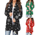 Cardigan Coat Festive Snowflake Gnome Print Xmas Cardigan. 