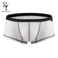 Sunnyheart Soft Boxer Underwear Men's Breathable Mid-waist Boxer Shorts Comfortable Ribbed Underwear for Men Basic Design Men Underwear. 