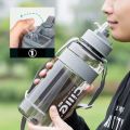 Imported Cille 2000ml Motivational Water Bottle With Double Straw, 2L Large Capacity Drinking Water Bottle With Double Mouth For Girls And Boys, Portable Water Bottle For School Kids, BPA Free Grade Plastic Leak Proof Travel Water Bottles. 