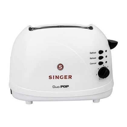 Singer Duo Pop 700 Watts 2 Slice Pop-up Bread Toaster Electric Toaster with Bagel, Cancel, Defrost Function and 7 Bread Shade Settings Bread Toaster, Waffle Maker, Sandwich Maker, Toaster West Point, Slot and Removable Crumb Tray Auto Shut-Off (White). |