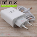 Infinix Original 45W Fast Charger | Original Infinix 45W Fast Charging Adapter with Cable | Infinix 45 Watt  Box Pulled Original Power Adaptor with 100cm Cable for Note 20, Note 30, 40, 40pro 5G, Zero 30, Zero x,Zero x Pro Zero 20, Gt 20, Gt 50pro,Hote 40. 