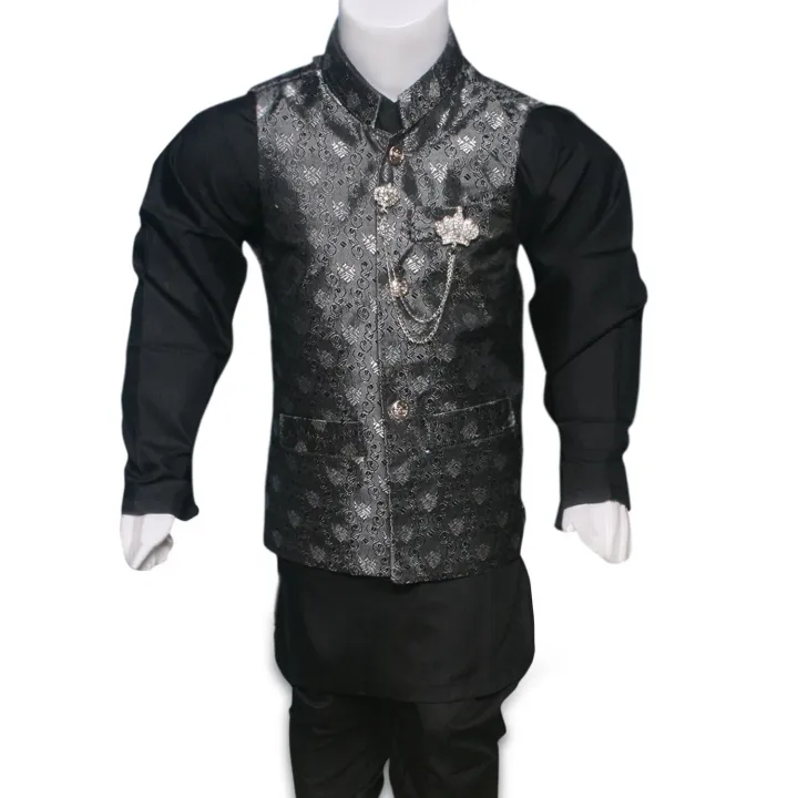 Boys 3-Piece Waistcoat Kurta Shalwar - Premium Traditional Outfit 1-4Y