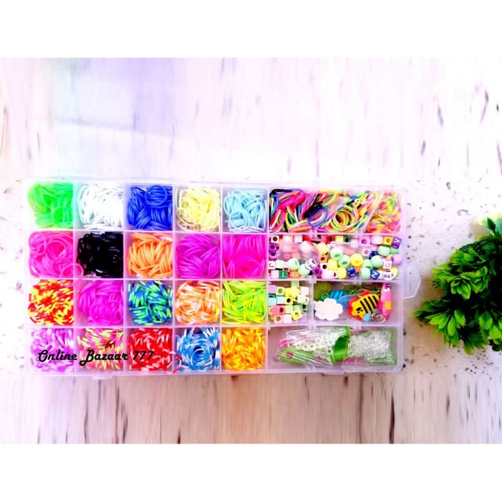 Colorful Rubber Loom Bands, Creative Mega Rubber Bands Refill Kit Jewelry Necklace Bracelet Making Kit Clips Hooks Tool for Girls Art DIY Craft