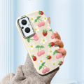 DEL for OPPO F21 Pro 5G Reno7 Z 5G Reno8 Z 5G Back Cover Clay Strawberry Cherry Pattern Phone Case Soft Silicone Luxury Silver Edge Lens Mobile Cover. 