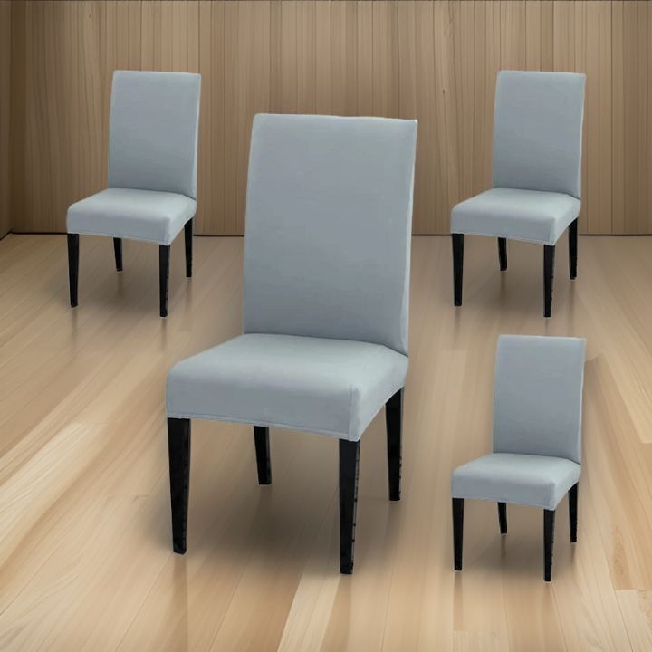 Dining Chair Covers - Light Grey - 6 Seater - Mash Fabric Chair Covers - Dining Chair Fitted Covers - Stretchable Chair Covers - Elastic Chair Slipcovers - Washable Dining Chair Protectors - Vouis London