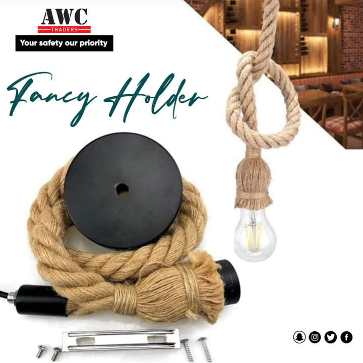 Rope Ceiling Hanging Lamp Base E27 1 meter 220V Kitchen Loft Industrial Retro Hanging Edison Decor Pendant Light BULB NOT INCLUDED
