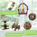 UK Bord Toys Bird Parrot Toys, 6 Pcs Bird Budgie Toys, Pet Bird Cage Hammock Climbing Ladders Toy Wooden Perch Chewing Toy for budgie, Parakeet, Conure, Cockatiel, Mynah, Love Birds, Finches. 