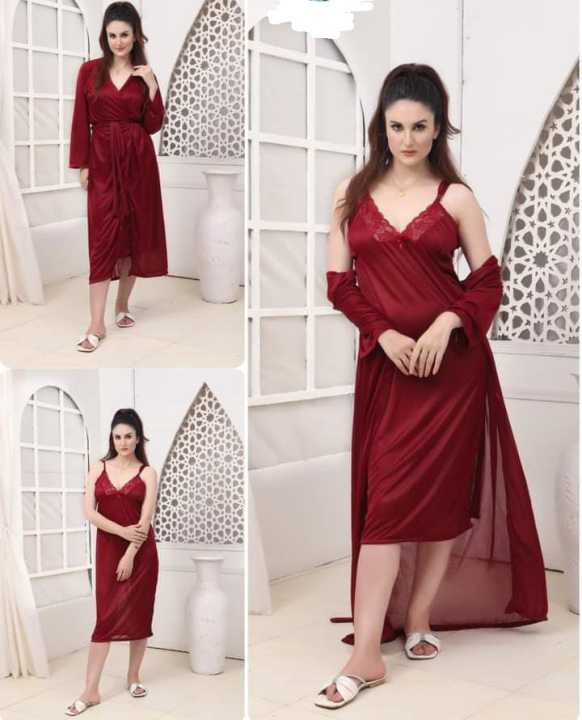 Sexy 2-Piece Nighty Set for Women – Gown & Inner, Bridal Nightwear ...