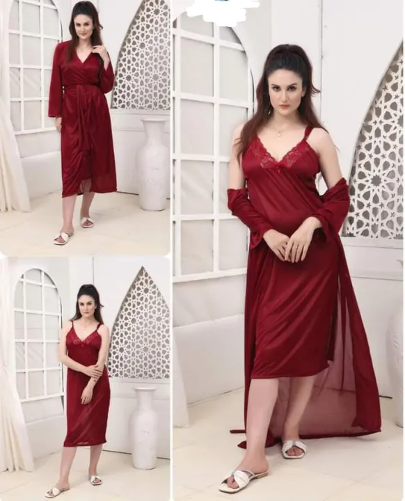 Nighty%20Set%202%20Piece%20Night%20Wear%20For%20Women%20/%20Sleepwear%20Nighty%20(GOWN%20+%20Inner%20Dress)%20Blue%20-%20Image%202