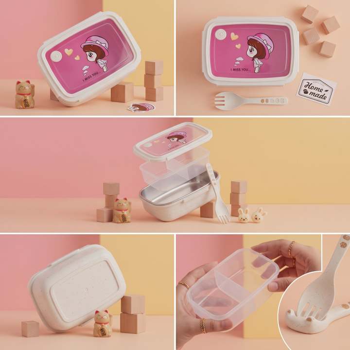 Girl Cartoon Shape Food Container Lunch Box | Daraz.pk