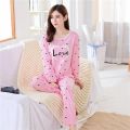 MK Garments - Heart Love Printed 2 Piece Pajama Set Women Two-pieces Long Sleeve Sleepwear Home Wear Night Suite For Girls Women. 