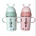 Baby Training Cup kids Training Bottle Plastic Transparent Baby Beaker Water Sipper Feeder with Handles. 