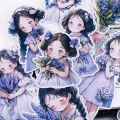 22Pcs Waterproof Lavender Girl Stationery Stickers for Kids Cute Decorations Ins Style Character Stickers for Phone Case iPad. 