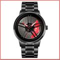 Wheel Watch Rotation Wheel Sports Car Rim Luxury Men's Watch Spinning Alloy Wheel Watch for Boys Men Creative Fashion Men Stainless Steel & Leather Straps Watch. 