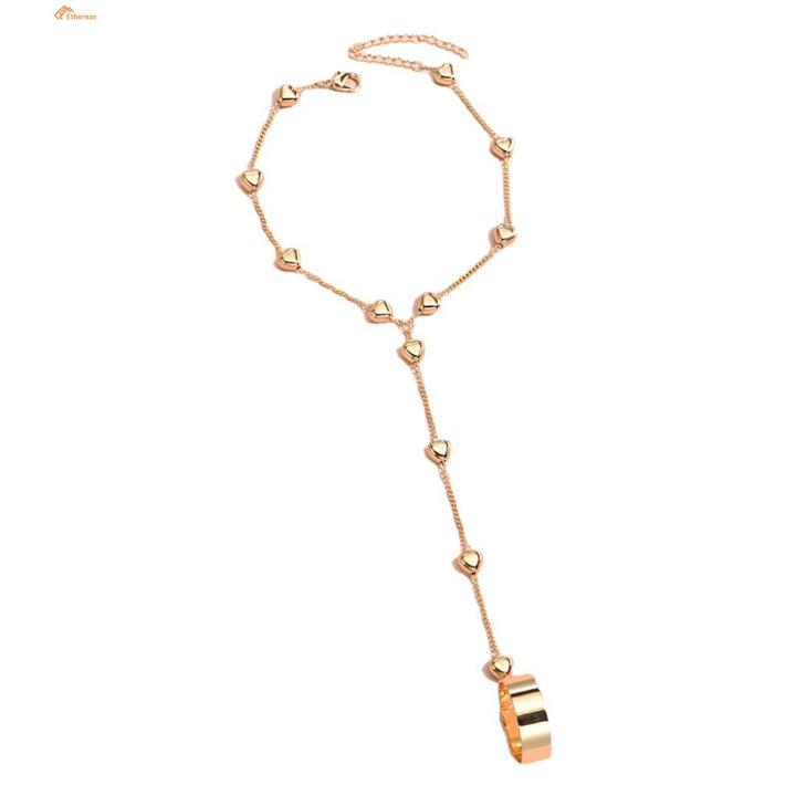 Ethereon Circlet Hand Chain Set Long-lasting Friendly to Skin Women Circlet Bracelet Set