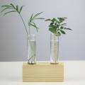 【BestGO】MAREING Transparent Wooden Stand Glass Vase Tabletop Plants Gifts Flower Decoration Hydroponic Plant Test Tube Vase Home Garden Decoration Plant Vases Flower Pot. 