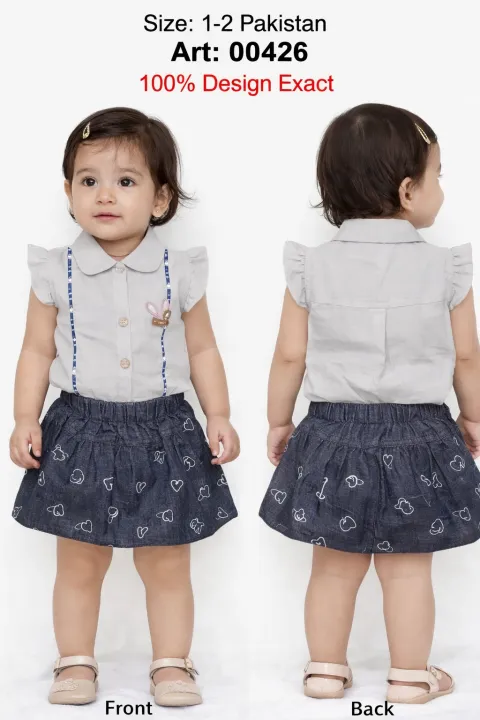 Baby Girls Summer Dress Set – Cute Top & Denim Skirt Outfit – Toddler ...
