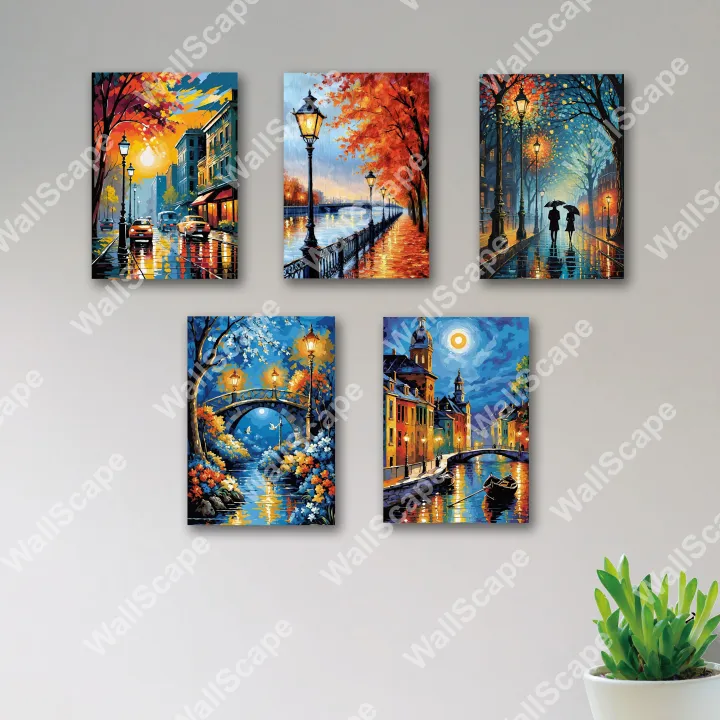 3Pcs Blue City Phototile Art main image 1