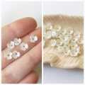 100 Pcs Carved Three Petal Flower Shape Acrylic Beads For DIY Beads 10 mm. 
