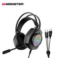 MONSTER AIRMARS N5 Gaming Headphones USB 7.1 Gaming Headset VIRTUAL SURROUND USB AUDIO INTERFACE WIRED GAMING HEADSET WITH MICROPHONE. 