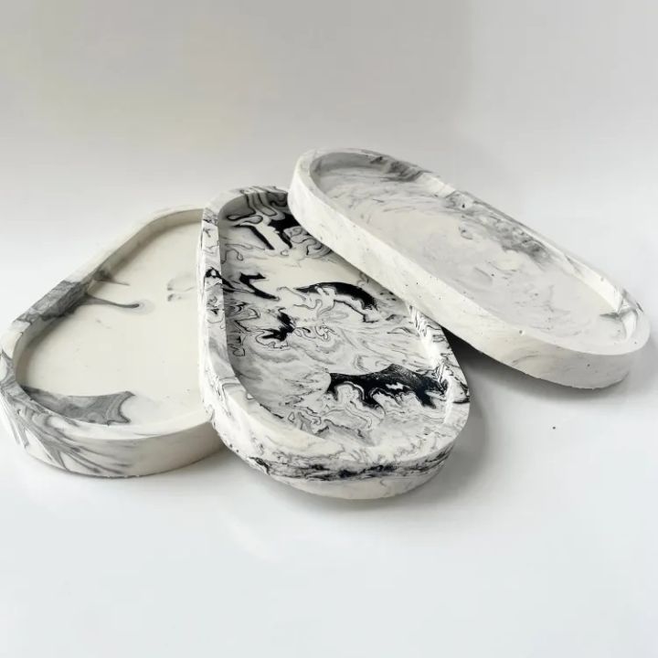 Trinket Tray Concrete Tray Black And White