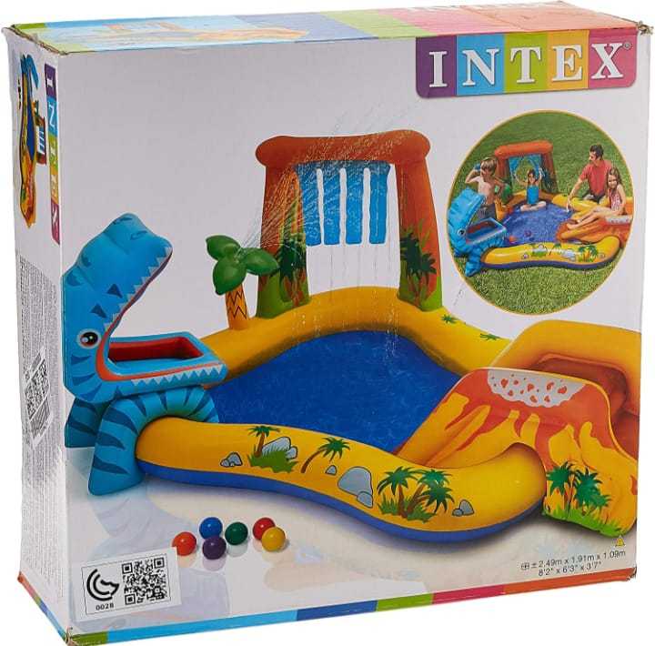 INTEX 57444 Dinosaur Play Center Swim Pool 8ft 2in X 6ft 3in X 3ft 7in