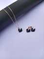 Luxuria Gold Stylish Black swan Duck necklace and earrings Duck pendant stainless steel chain Swan Chain Crystal Embedded Necklaces for Girls & Women. 
