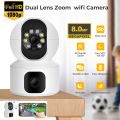 PTZ WiFi 12MP 4K Dual Lens Three screens Camera Outdoor Protection Motion Detection Outdoor IP CCTV Survalance Cameras 6K 12MP WiFi Security Camera Three Screen 360° View IP Camera Auto Tracking CCTV Security Protection Home CCTV Mini Street Cam. 
