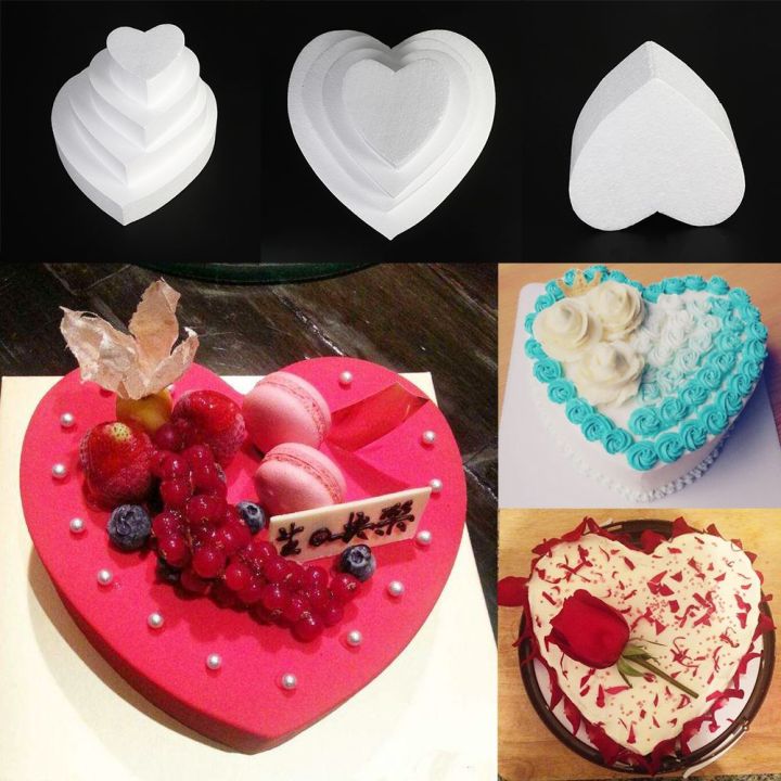 Wedding Decorations Dummy Sugarcraft Heart Shaped Cake Foam Mould Practice Model Polystyrene Styrofoam