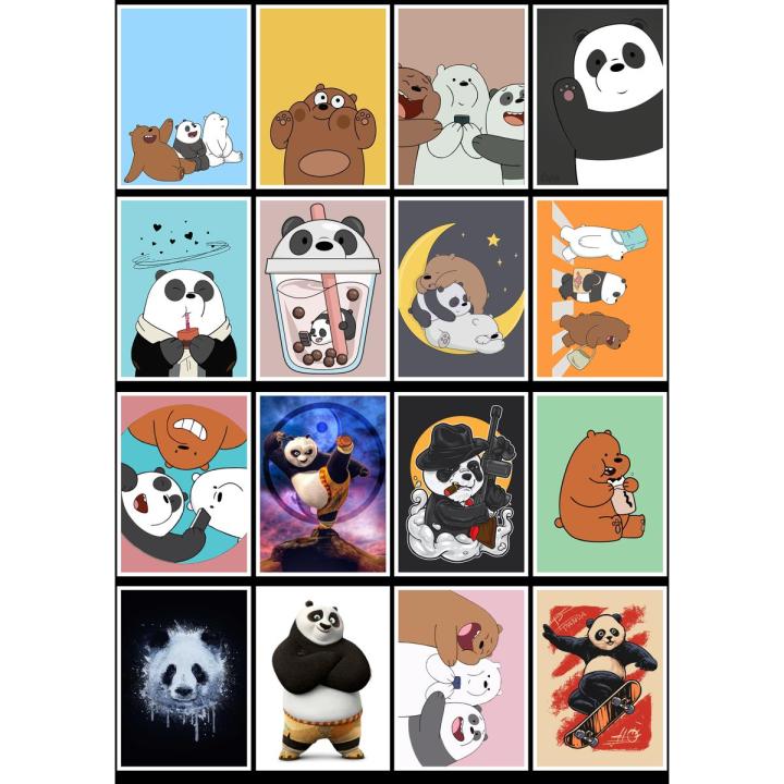 Bare bear Stickers for Mobile phone, laptop & Notebooks - Pack of 16 - Cute Panda