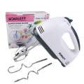 Scarlett Hand Mixer - 7 Speed Egg Beater with Chrome Beater + Dough Hook (White, 180W). 