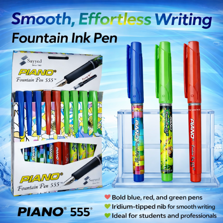 Piano Ink PIANO 555 Fountain Ink Pen – Pack of 10 Pcs | Smooth Effortless Writing ...