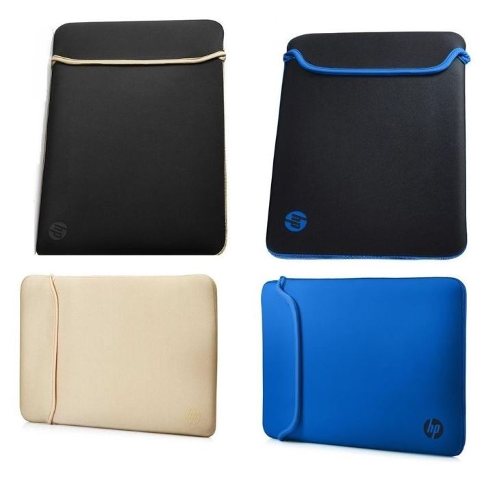 HP 14” Inch Reversible Neoprene Sleeve for Laptop Chromebook Mac Color: Black & Blue Black & Gold