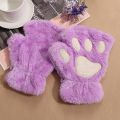 【Happier】 Cute Cat Paw Fluffy Claw Fingerless Gloves Warm Soft Plush Fingerless Panda Glove Half Finger Women Winter Wear Christmas Gifts. 